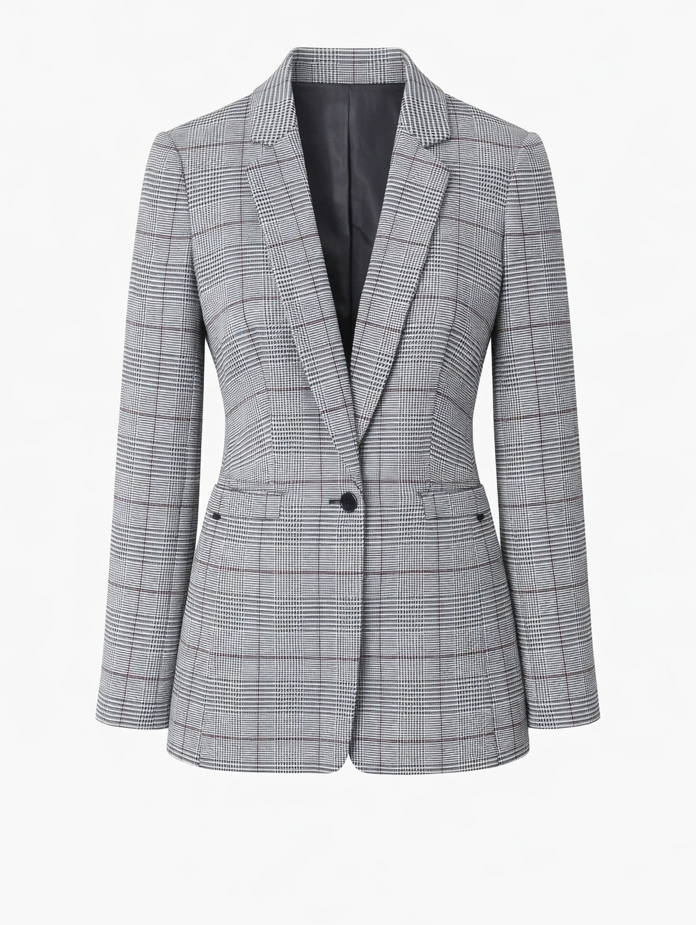 Calvin Klein Black And White Glen Plaid Single-Button Blazer - Picture 2 of 9